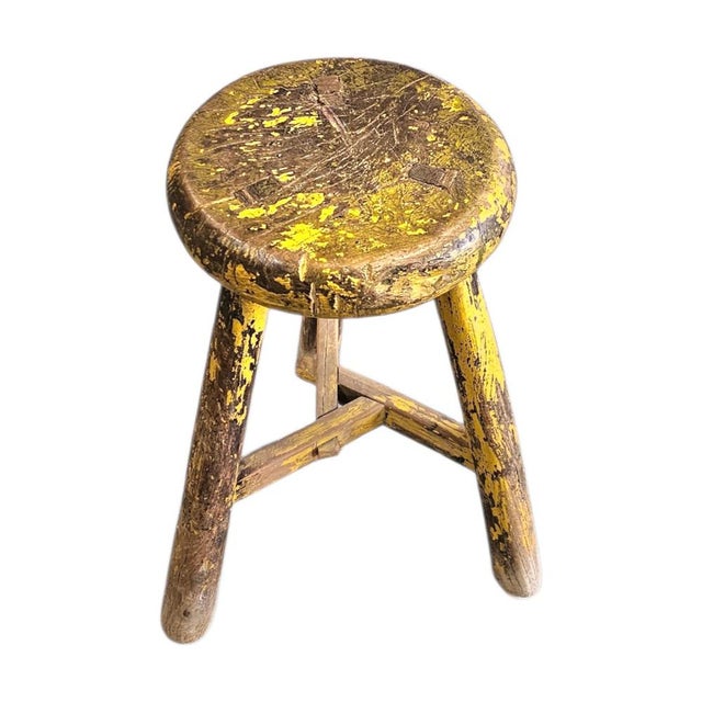 Primitive Wooden Tripod Stool / Height 52 Cm For Sale - Image 9 of 18