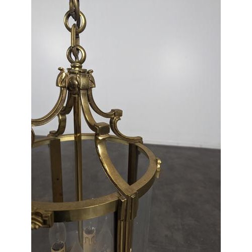 Louis XVI Style Bronze Lantern with Three Lights For Sale - Image 4 of 8