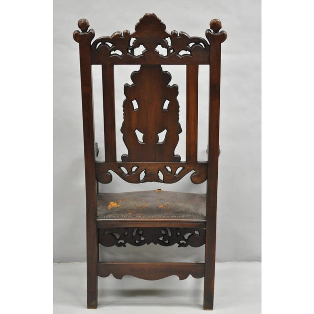 Late 19th Century Antique Italian Renaissance Carved Walnut Throne Armchair With Winged Cherubs For Sale - Image 10 of 12