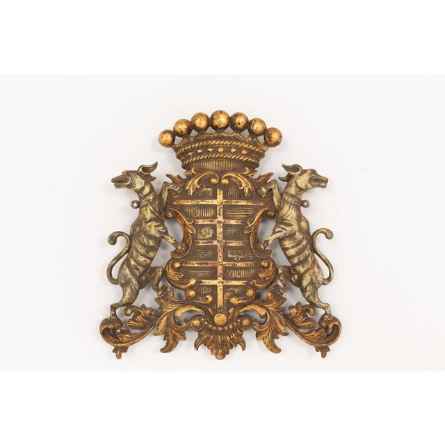 Giltwood Coat of Arms with Carved Heraldic Shield, 1890s For Sale - Image 6 of 7