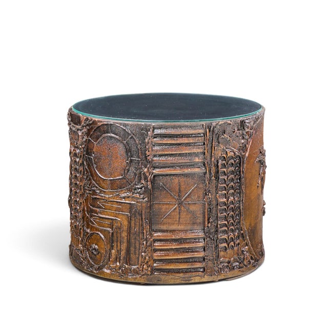 Craft Associates Adrian Pearsall for Craft Associates Mid Century 24-Inch Brutalist Drum Side End Tables For Sale - Image 4 of 11