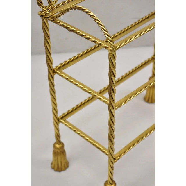 Gold Italian Hollywood Regency Gold Gilt Iron 3 Tier Shelf Small Display Stand (A) For Sale - Image 8 of 12