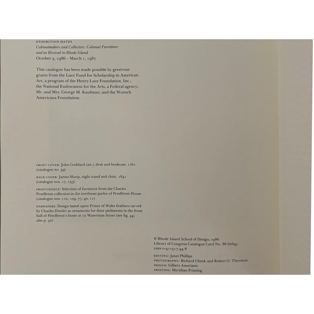 American Furniture in Pendleton House by Christopher P. Monkhouse and Thomas S. Michie, with the assistance of John M....