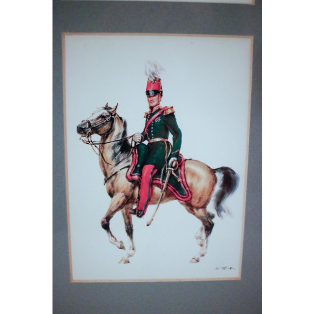 Wood Set of Nine Framed Vintage Wolfgang Tritt Lithographs Depicting 18th C. Military Uniforms For Sale - Image 7 of 16