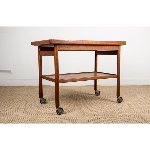 Wood Danish Teak Extendable Serving Cart with Two Levels by Kurt Ostervig for Jason Mobler, 1960s For Sale - Image 7 of 17