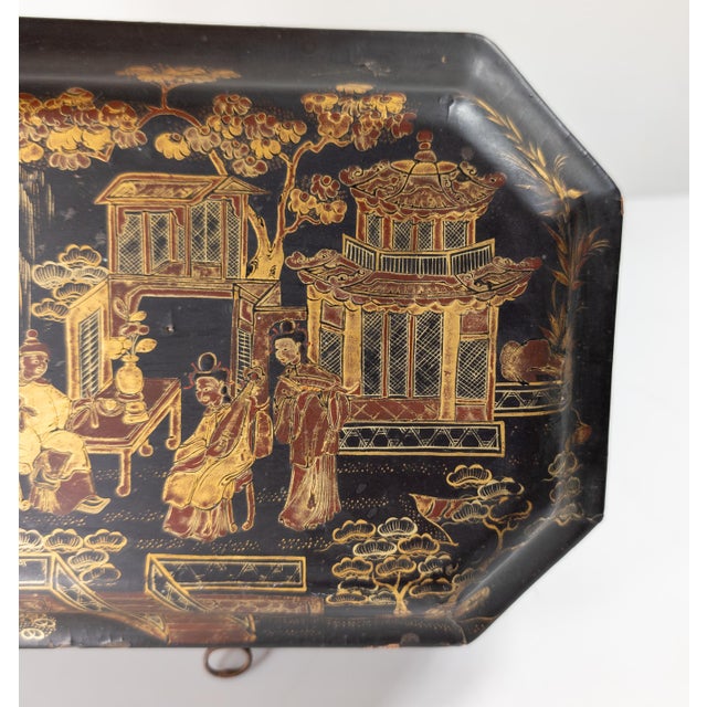 19th Century Chinese Chinoiserie Gilt Lacquer Tea Caddy Box For Sale - Image 9 of 18