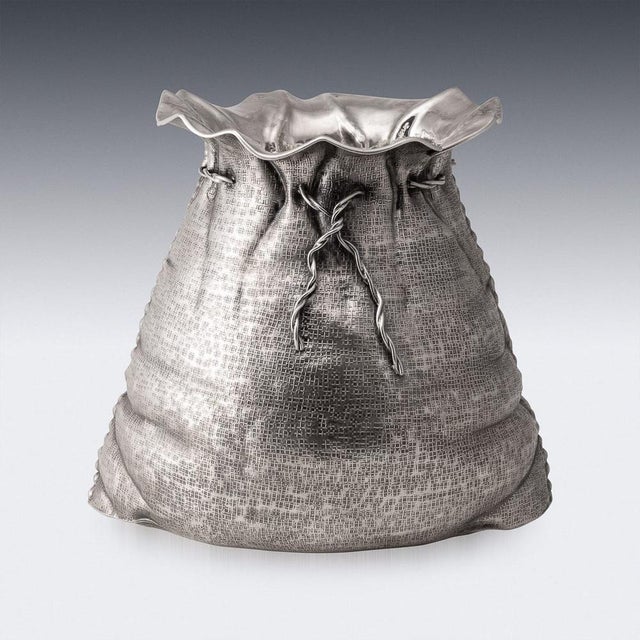 Italian Silver Sack Champagne Cooler by Romeo Miracoli, Milan, 20th Century For Sale - Image 3 of 18