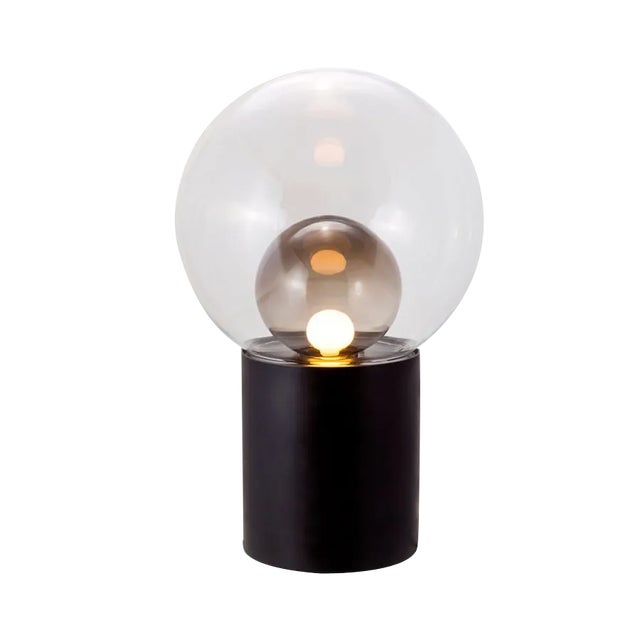 Clear and Smoky Gray Glass Table Lamp with Black Base by Sebastian Herkner for Pulpo & Rosenthal For Sale