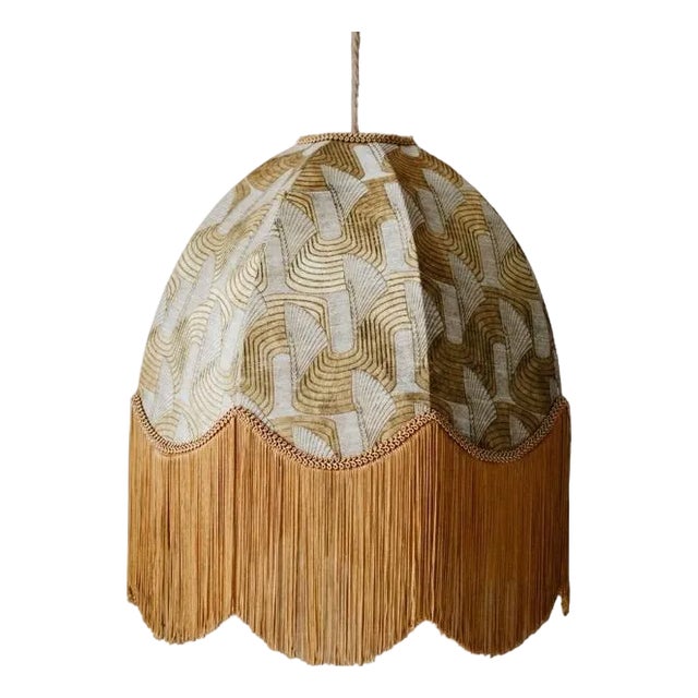 The Brigitte Gold Fringed Lampshade - Large For Sale