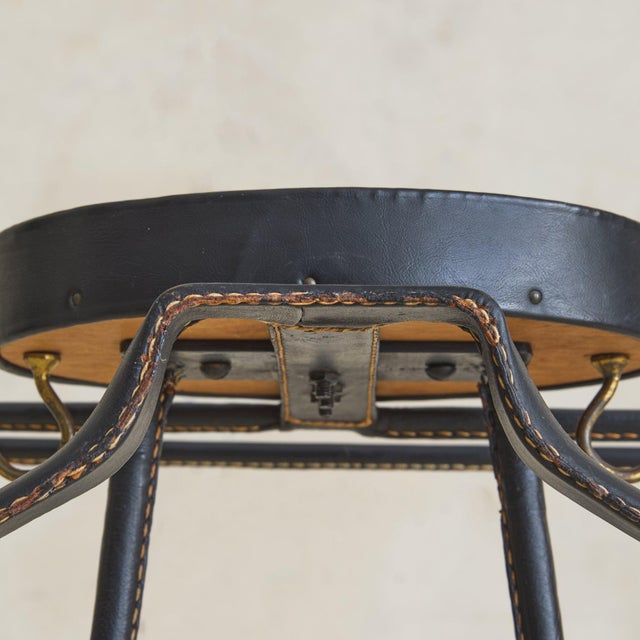 Metal French Leather + Brass Valet by Jacques Adnet, 1950s For Sale - Image 7 of 11