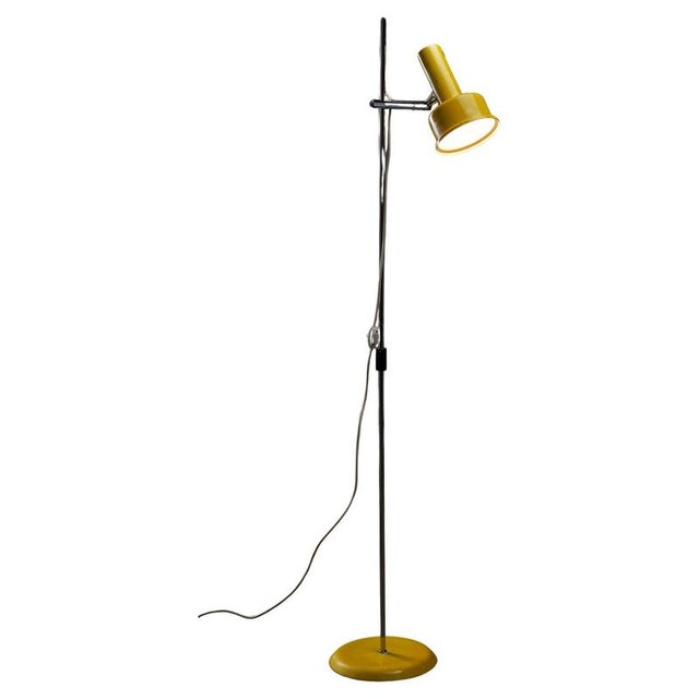 Gold Postmodern Bright Yellow and Chrome Adjustable Hat Floor Lamp, 1970s For Sale - Image 8 of 8