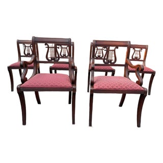 Vintage Regency Duncan Phyfe Style Harp Back Lyre Back Dining Chairs by Hathaway's For Sale
