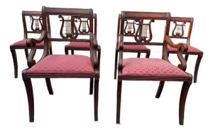 Vintage Regency Duncan Phyfe Style Harp Back Lyre Back Dining Chairs by Hathaway's
