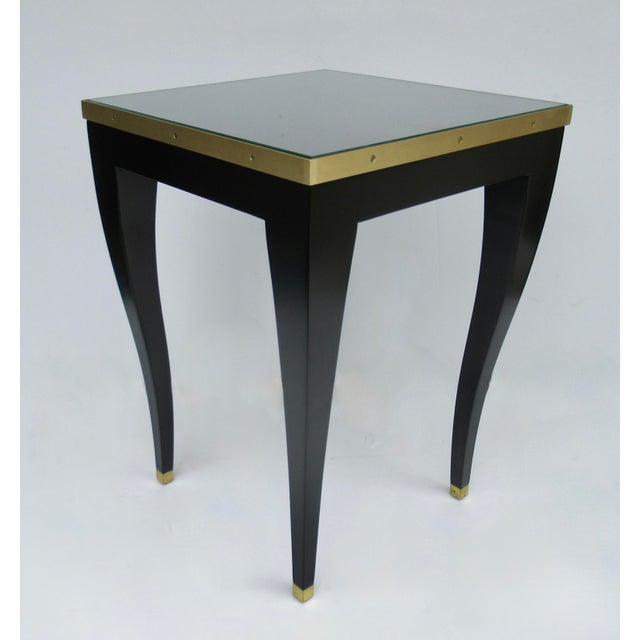 Wood Donghia C.1980's "Essence," Square Occasional, Side, Satin Brass Gallery Satin Ebony Finish With Brushed Satin Brass Details For Sale - Image 7 of 18