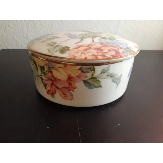 This is Mikasa English Tapestry pattern Round Trinket Box. Procured at an auction