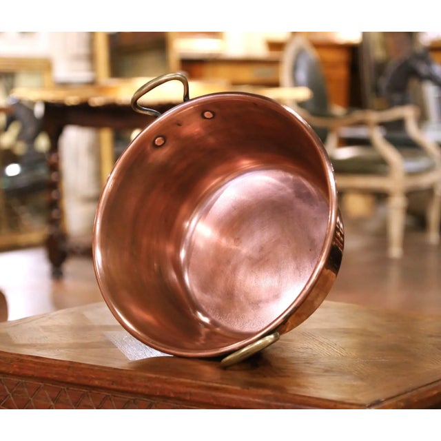 Metal Early 20th Century French Copper and Brass Jelly Boiling Bowl From Normandy For Sale - Image 7 of 8