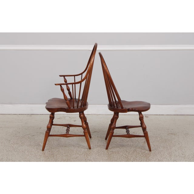Wood Set of 6 Robert Bergelin Cherry Windsor Style Dining Room Chairs For Sale - Image 7 of 17