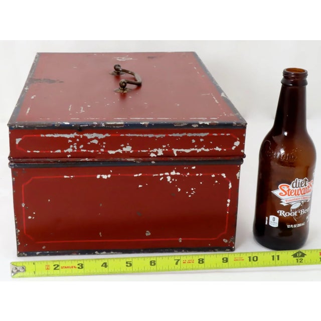 Antique Original Hand Painted Steel Traveling Doctors Apothecary Lock Box For Sale - Image 12 of 13