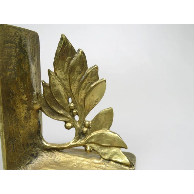Brutalist Style Bronze Bookends with Floral Elements, 1970s, Set of 2 For Sale - Image 14 of 18