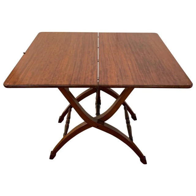 Campaign Style Mahogany Side or Dining Table For Sale - Image 13 of 13