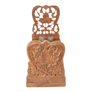 Expandable Hand Carved Teak Wood Book Shelf Bookends From India 1950s