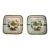Pair of Vintage Hand Painted Square Pottery Ashtrays With Bird Motif 5.75” Sq. For Sale