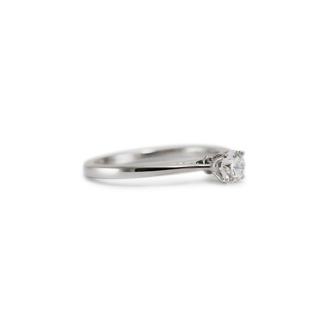 Ladies 10k White Gold Lab Grown Diamond Cathedral Engagement Ring, Size 7 For Sale - Image 4 of 7