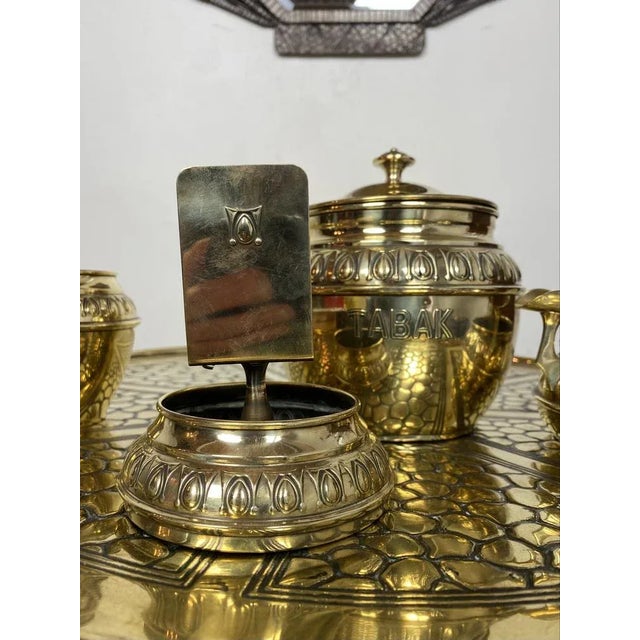 Dutch Smokers Table in Brass with Accessories from KMD-Daalderop, 1930s, Set of 5 For Sale - Image 9 of 18