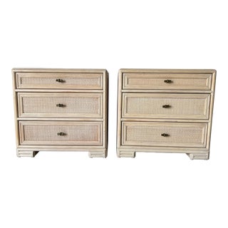Vintage Ficks Reed Three Drawers Nightstands- a Pair For Sale