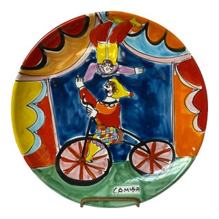 1990s La Musa Carnevale Acrobat Series Plate for Saks Fifth Avenue For Sale