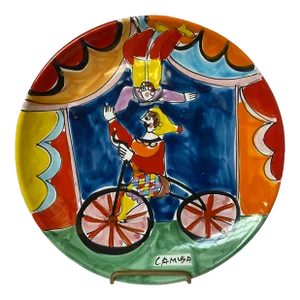 1990s La Musa Carnevale Acrobat Series Plate for Saks Fifth Avenue