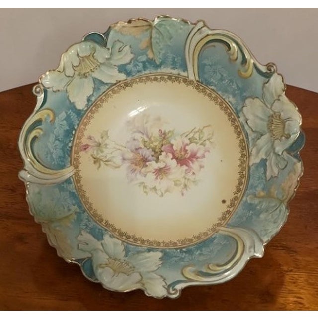 Victorian Museum Quality Antique German Art Nouveau Porcelain Centerpiece Bowl, Morning Glory Mold, Saxe-Altenburg c.1906-1920 by Unger & Schilde For Sale - Image 3 of 10