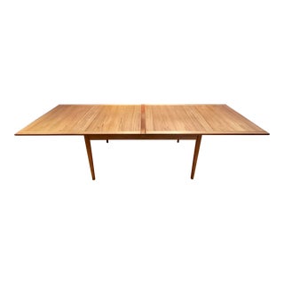 Mid Century Swedish Modern Flip Top Teak Dining Table by Skaraborgs For Sale