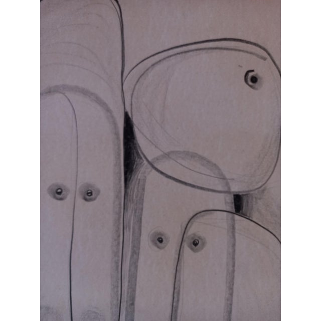 Ferdinando Meccani, Composition, 1969, Charcoal & Pencil on Paper For Sale - Image 3 of 6