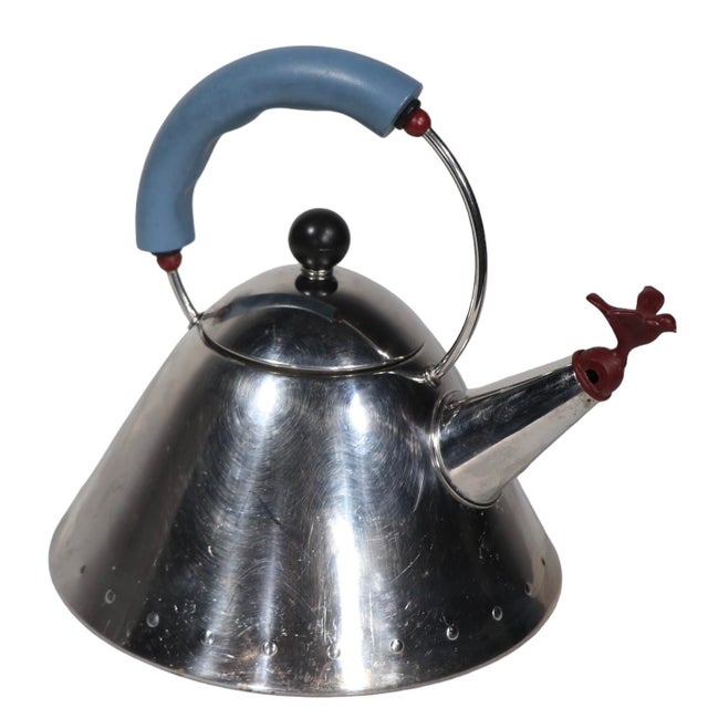 Silver Vintage Michael Graves for Alessi Memphis School Metal Teapot C 1980's For Sale - Image 8 of 8