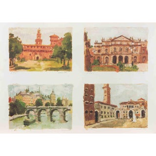 Franco Marzilli, Italian Landscapes, Lithograph, 1980s For Sale