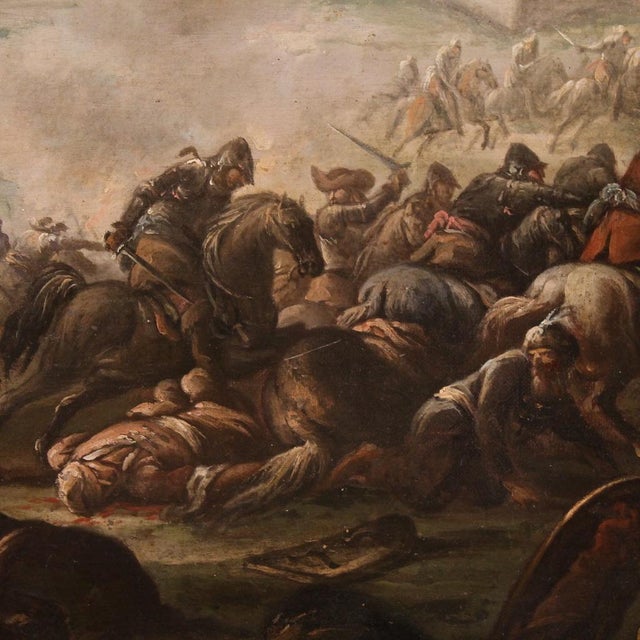 Italian Artist, Battle Between Christians and Ottomans, 1720, Oil on Canvas, Framed For Sale - Image 9 of 15