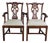 2 Late 20th Century Maitland Smith Chippendale Pierced Mahogany Dining Arm Chairs Silk Seats Pair For Sale