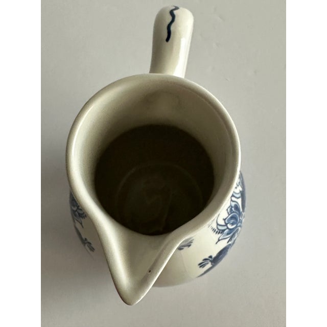 Vintage Mid 20th Century Small Royal Delft Blue & White Floral Ceramic Pitcher For Sale - Image 12 of 12