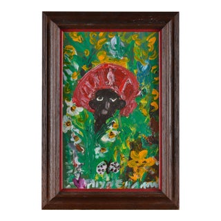 1990s Outsider Art Abstract Portrait Painting For Sale