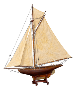 Vintage English Carved Hull Pond Yacht, 1930