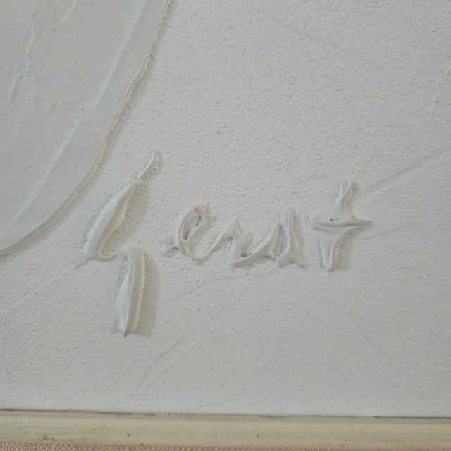 Vintage Carole Gerst Textured Floral Art Impasto Oil Painting Framed in Light Wood Signed For Sale - Image 10 of 16