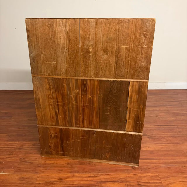 Vintage Japanese Tansu Chest Stacking Cabinet With Fan Motif Sliding Doors For Sale - Image 9 of 18