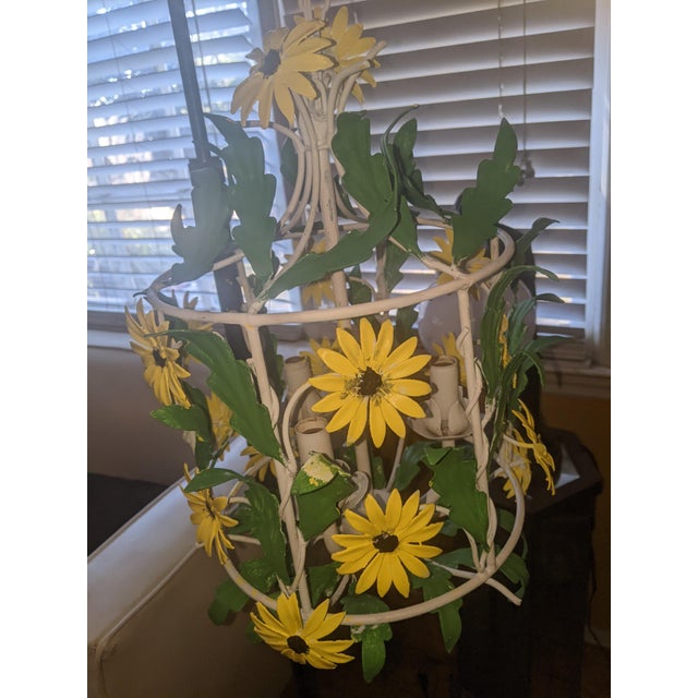 Shabby Chic Mid 20th Century Floral Chandelier (No Light) For Sale - Image 3 of 4