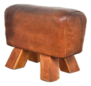 Vintage Leather Gymnastic Stool, 1930s
