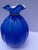 1970s Large Vintage Hand-Blown 8" Blue Glass Opaline Money Bag Vase For Sale - Image 5 of 12