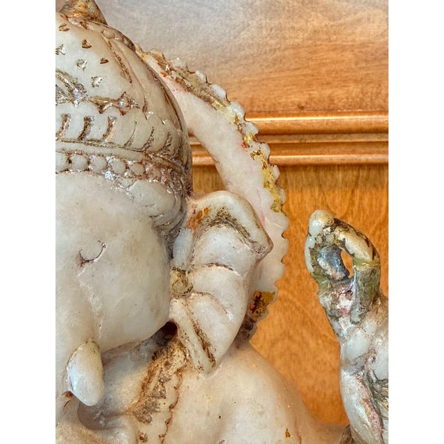 Indian Antique Carved Marble Ganesh Statue For Sale - Image 12 of 16
