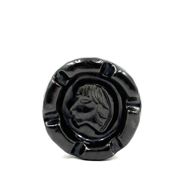 Mid-Century Black Glazed Ceramic Ashtray from Accolay, France, 1960s For Sale - Image 10 of 14