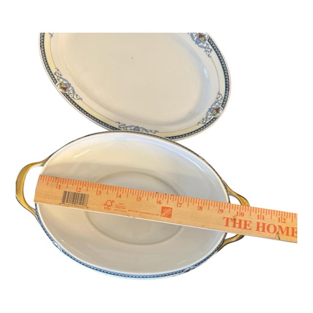 White 1930s Meito China Hand-Painted Covered Casserole & Underplate, 3 Pieces For Sale - Image 8 of 12