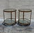 Brass Vintage MCM Beaded Lattice Brass Tone Two Tier Side Tables - Pair For Sale - Image 8 of 9